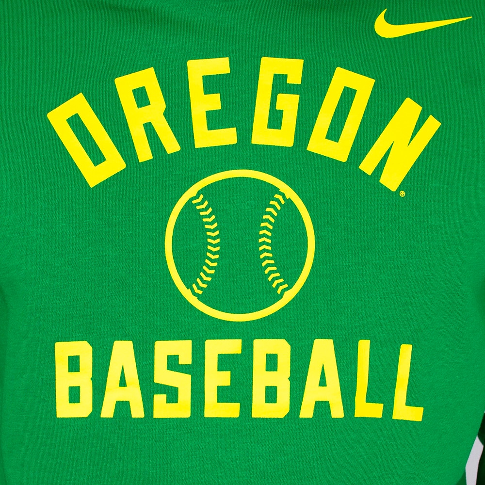 Arched Oregon, Nike, Green, Hoodie, Cotton Blend, Men, Baseball, Pullover, Sweatshirt, 853999